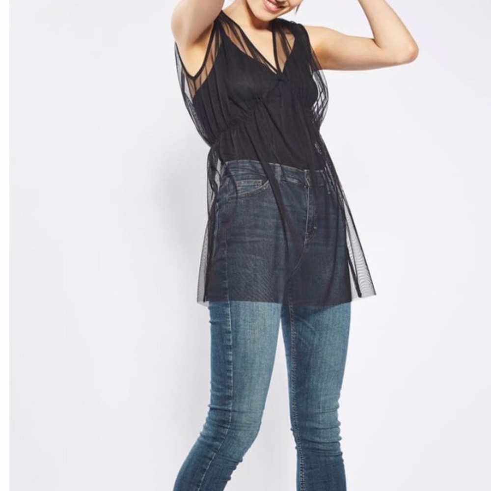 Topshop tulle overlay bodysuit